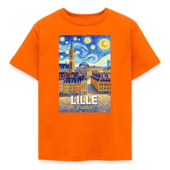 Lille, France - T-shirt Enfant - orange - Devant - AI Model Kid Male (0cm)