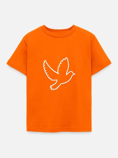 Weiße Taube-Umriss-Emblem - Kinder T-Shirt - Orange