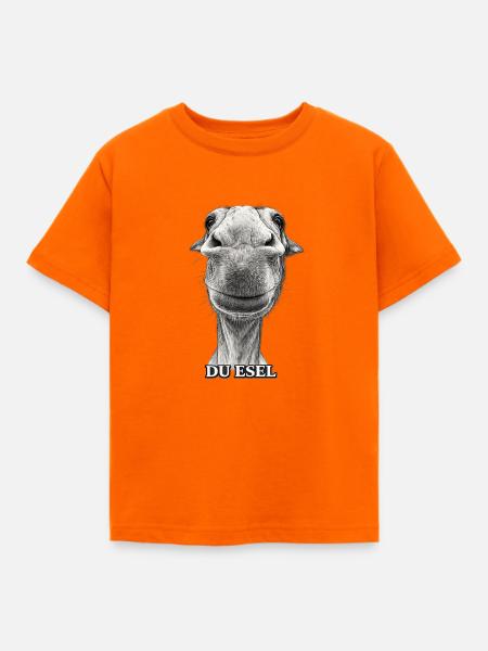 Du Esel – Lächelnder Eselkopf - Kinder T-Shirt - Orange