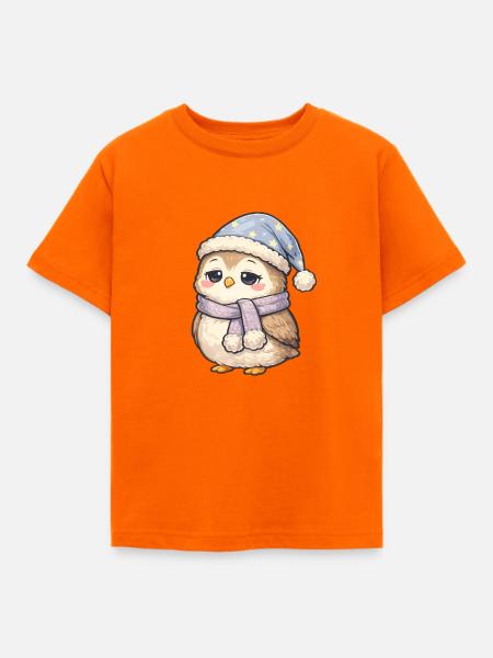 Schlafende Winter-Eule - Kinder T-Shirt - Orange