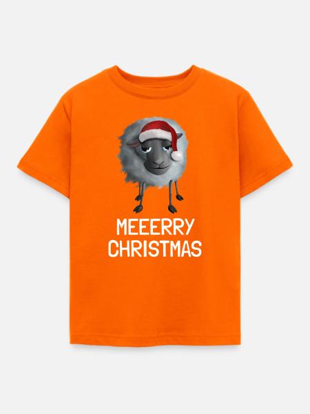 Meeerry Christmas Schaf - Mit Weihnachtsmütze - Kinder T-Shirt - Orange