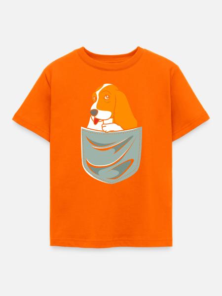 Basset Hound - Kinder T-Shirt - Orange