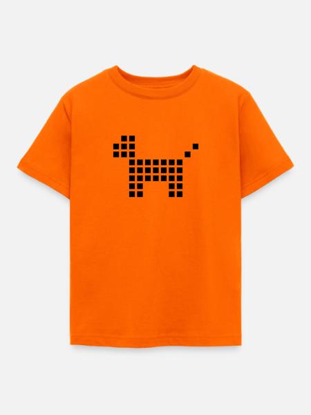 hund pixel - Kinder T-Shirt - Orange