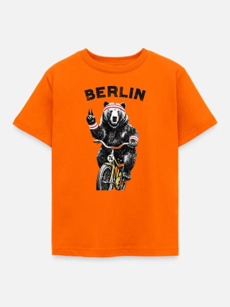 Berlin Bär auf Fahrrad - Kinder T-Shirt - Orange