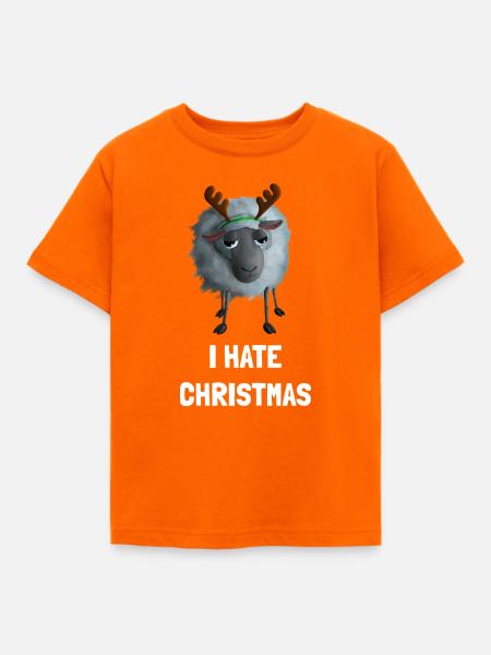 I hate Christmas Schaf - Weihnachtsmuffel Geweih - Kinder T-Shirt - Orange