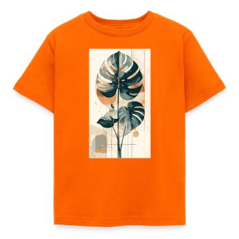 Monstera geometry in earth tones - Kids' T-Shirt - orange - Front - AI Model Kid Male (0cm)