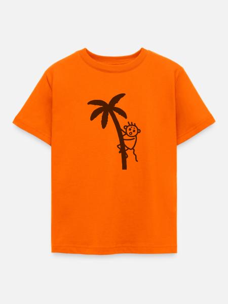 Affe klettert auf Palme - Kinder T-Shirt - Orange