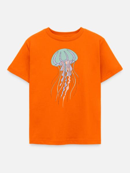 Pastellqualle Illustration - Kinder T-Shirt - Orange
