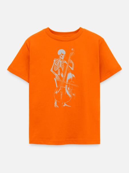 Skeleton spielt Kontrabass - Kinder T-Shirt - Orange