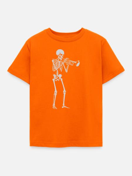 Skeleton spielt Trompete - Kinder T-Shirt - Orange