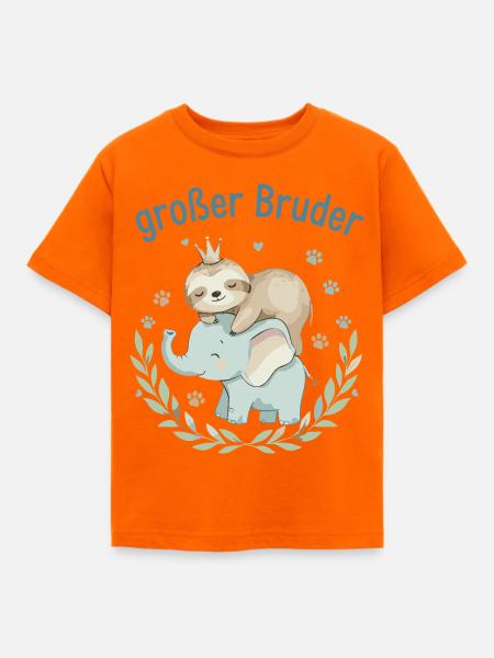 Großer Bruder Faultier & Elefant - Kinder T-Shirt - Orange