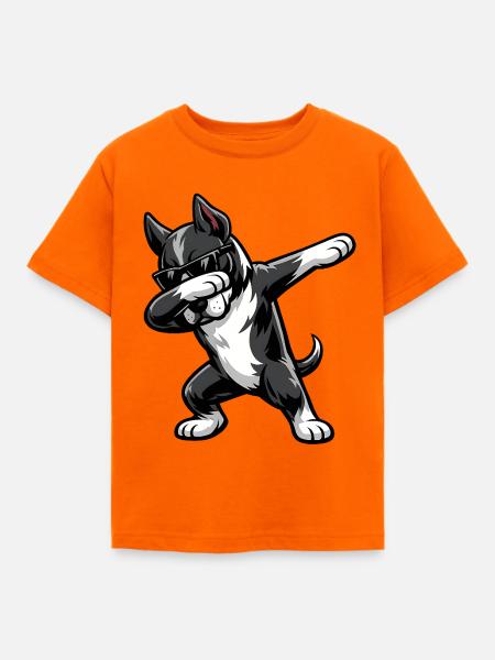 Dabbing Deutsche Dogge im Comic Stil - Kinder T-Shirt - Orange