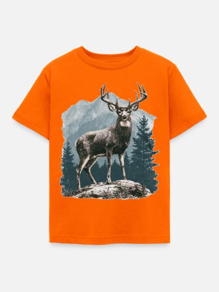 Hirsch mit Geweih - Kinder T-Shirt - Orange