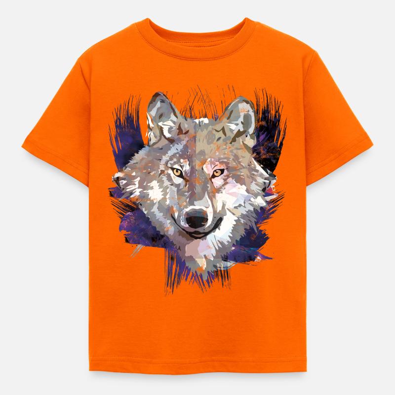 Wolf | Tier | Grauer Wolf - Kinder T-Shirt - Orange