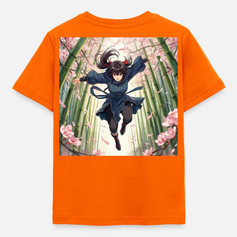 Bambusheldin im Kirschblütenpfad - Kinder T-Shirt - Orange