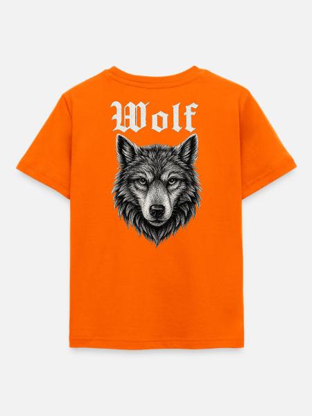 Gothic Wolf Kopf Illustration Geschenkidee - Kinder T-Shirt - Orange