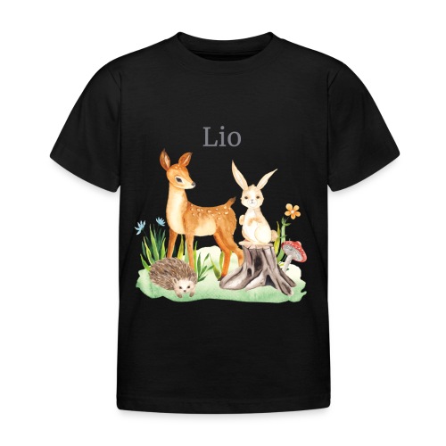 Waldtier Waldtier Reh Hase Igel Blumen Name Lio - Kinder T-Shirt