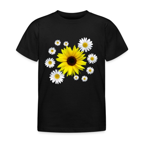 Sonnenblume mit Margeriten Blüten, floral, Blume - Kinder T-Shirt