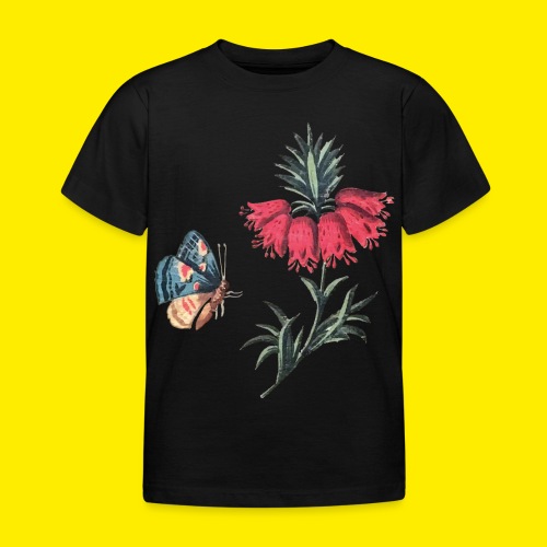 Flyvende sommerfugl med blomster - Børne-T-shirt