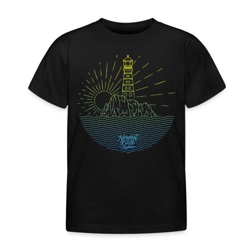 Leuchtturm mit Sonne am Meer - Kinder T-Shirt