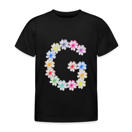 Buchstabe G aus Blumen, floral, Kosmee Blüten - Kinder T-Shirt