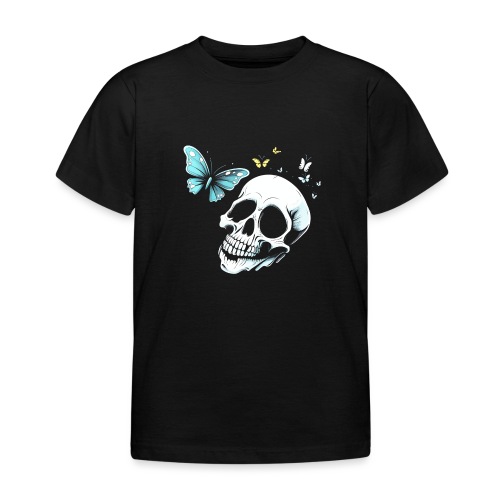 Totenkopf mit Schmetterling - Kinder T-Shirt