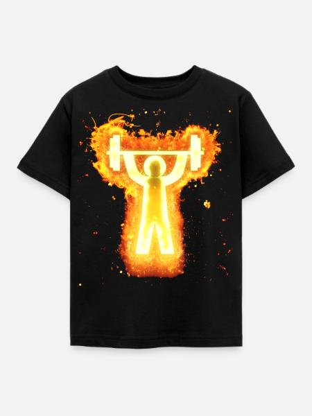 Fitnessstudio Piktogramm brennend - Kinder T-Shirt - Schwarz