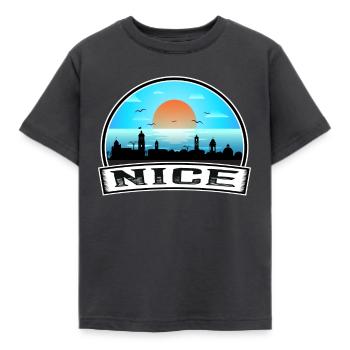 Nice France Skyline Vintage Sunset Travel Souvenir - Kids' T-Shirt - dark grey - Front - AI Model Kid Female (0cm)