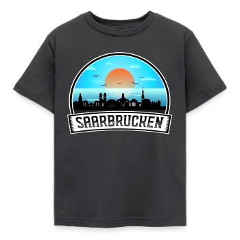 Saarbrücken Deutschland Skyline Vintage Sunset Travel - Kinder T-Shirt - Dunkelgrau - Vorne - AI Model Kid Female (0cm)
