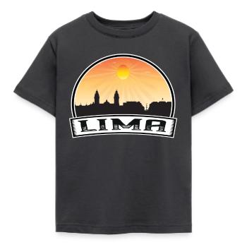 Lima Peru Skyline Vintage Sunset Travel Souvenir - Kids' T-Shirt - dark grey - Front - AI Model Kid Female (0cm)