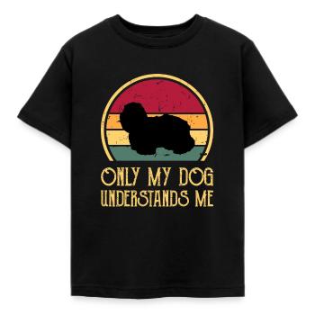 Coton De Tuléar Chien Amour Silhouette Vintage Coucher de Soleil - T-shirt Enfant - noir - Devant - AI Model Kid Female (0cm)