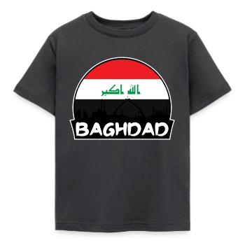 Baghdad Iraq Flag Skyline Silhouette Travel - Kids' T-Shirt - dark grey - Front - AI Model Kid Female (0cm)