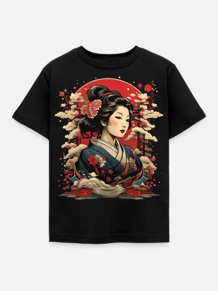 Japanese Mountain Blossom Woman - Kids' T-Shirt - black