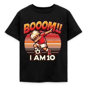 Dabbing Soccer Boy 10th Birthday Celebration Tee - Kids' T-Shirt - black - Front - AI Model Kid Female (0cm)