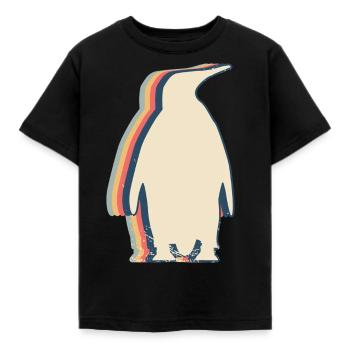 pingouin incapable de voler oiseau rétro dessin au trait - T-shirt Enfant - noir - Devant - AI Model Kid Female (0cm)
