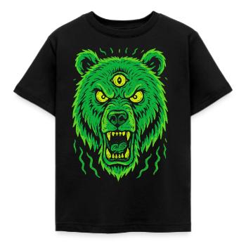 Ours sauvage avec troisième œil style néon - T-shirt Enfant - noir - Devant - AI Model Kid Female (0cm)
