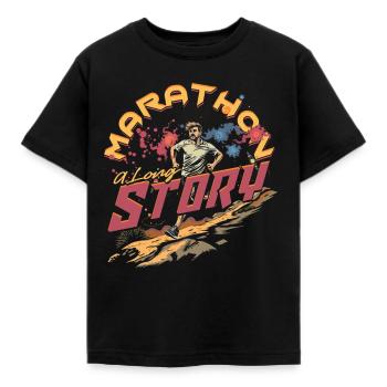 Marathon Marathonläufer Marathon A Long Story - Kinder T-Shirt - Schwarz - Vorne - AI Model Kid Female (0cm)