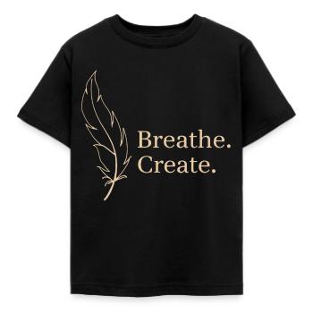 Breath Create Feder Leichtigkeit - Kinder T-Shirt - Schwarz - Vorne - AI Model Kid Female (0cm)