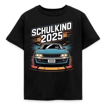 Einschulung Auto Schulkind 2025 Junge Rennauto - Kinder T-Shirt - Schwarz - Vorne - AI Model Kid Female (0cm)