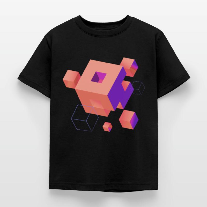 Cube Escher Space Nerd 3D AI Geek Cool PC Techie Kids' T-Shirt