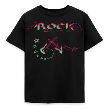 Rock Star Neon - Kinder T-Shirt - Schwarz - Vorne - AI Model Kid Female (0cm)