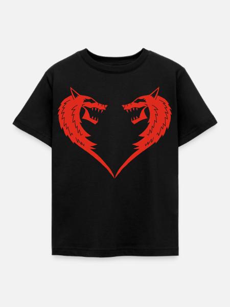 Rotes Wolfsherz - Kinder T-Shirt - Schwarz