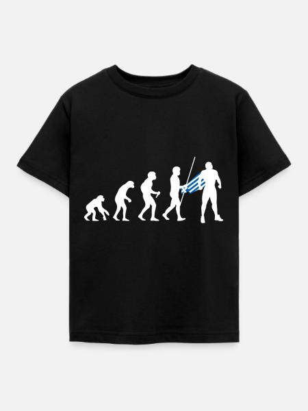 Grieche Evolution Superheld Griechische Flagge - Kinder T-Shirt - Schwarz