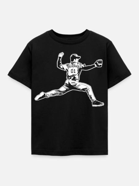 Baseball Pitcher - Kinder T-Shirt - Schwarz