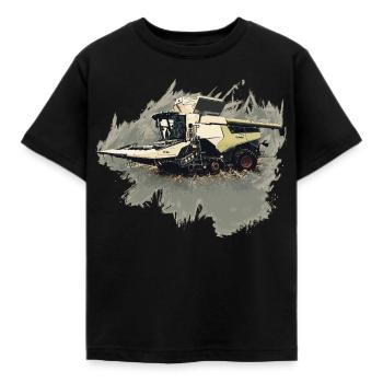 Tracteur de moissonneuse-batteuse de cueilleur de maïs - T-shirt Enfant - noir - Devant - AI Model Kid Female (0cm)