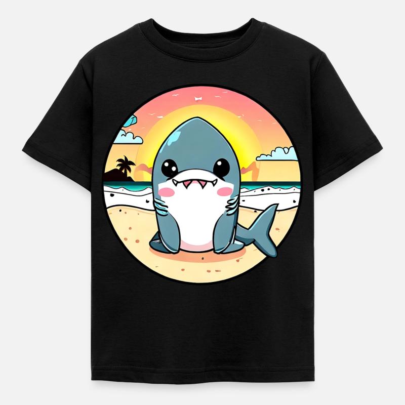 Requin détendu sur la plage - T-shirt Enfant - noir