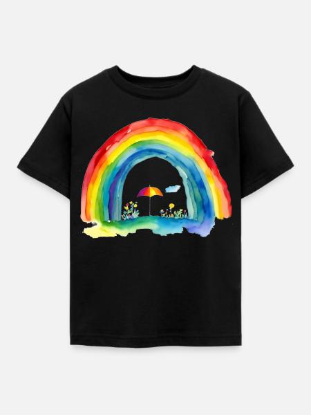 Regenbogen - Kinder T-Shirt - Schwarz