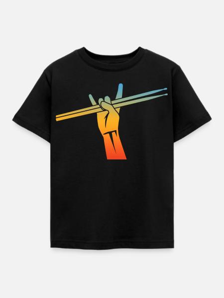 Schlagzeuger Drumsticks - Kinder T-Shirt - Schwarz