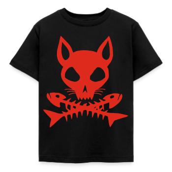 Red cat skull - Kids' T-Shirt - black - Front - AI Model Kid Female (0cm)