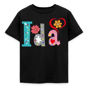 Personalisierter Ida-Name - Kinder T-Shirt - Schwarz - Vorne - AI Model Kid Female (0cm)